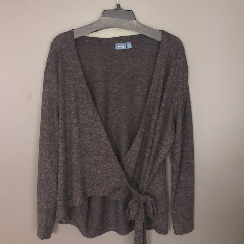 South Moon Under Gray wrap sweater.